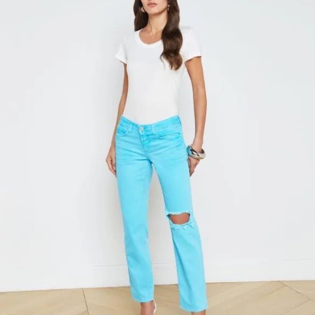 Nwot L'agence Bright Blue Straight Leg Jeans